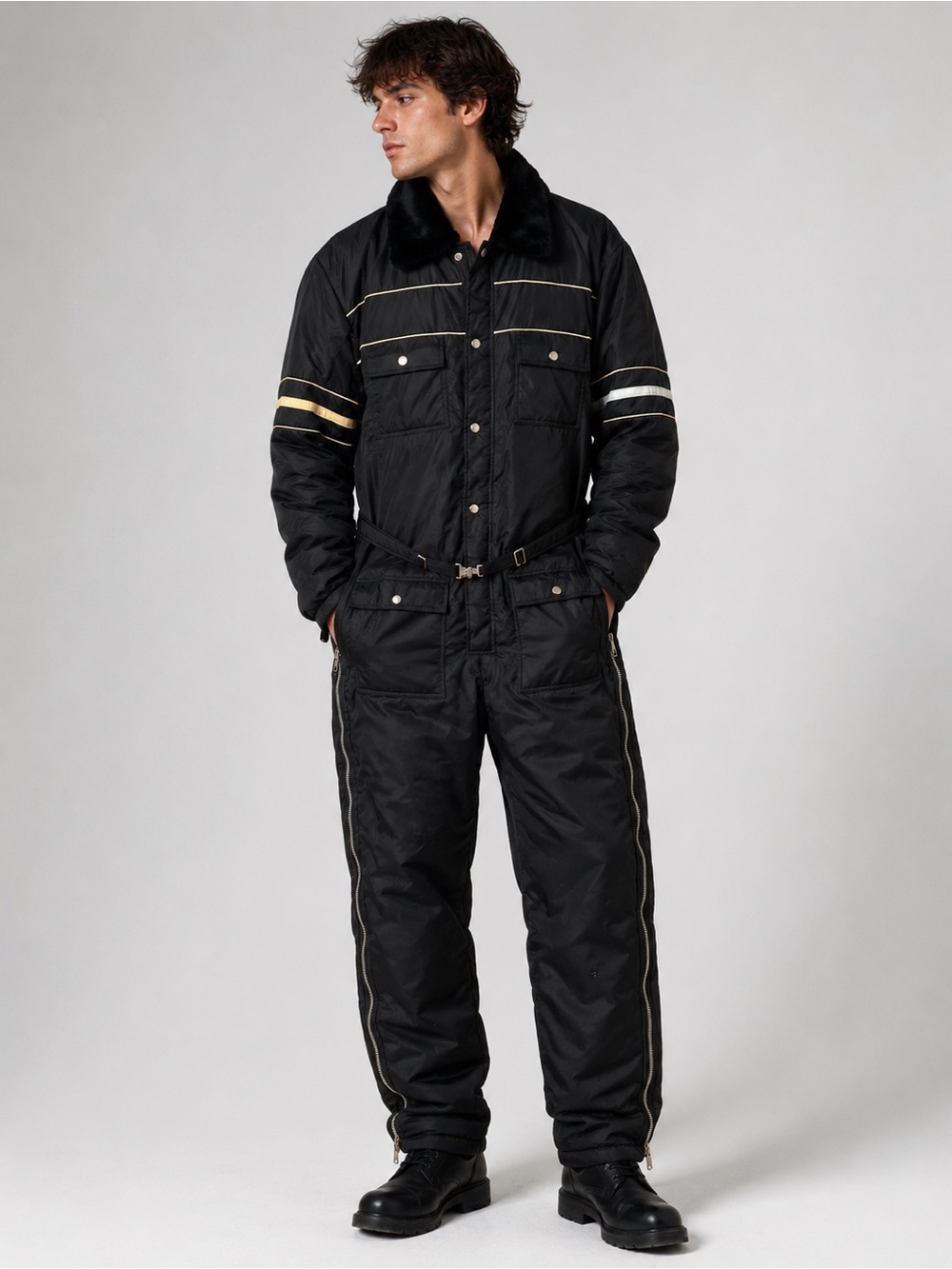 Vintage Sears Work Leisure Nylon Insulated Hooded Coveralls Jumpsuit Snow 48Tall - Picture 9 of 9